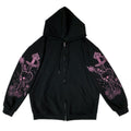 Women's Retro Print Long Sleeve Zip Hoodie