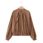 Camisa Feminina Textura Amarrotada Gola Redonda