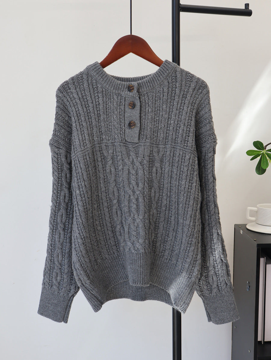 Round neck loose sweater for women