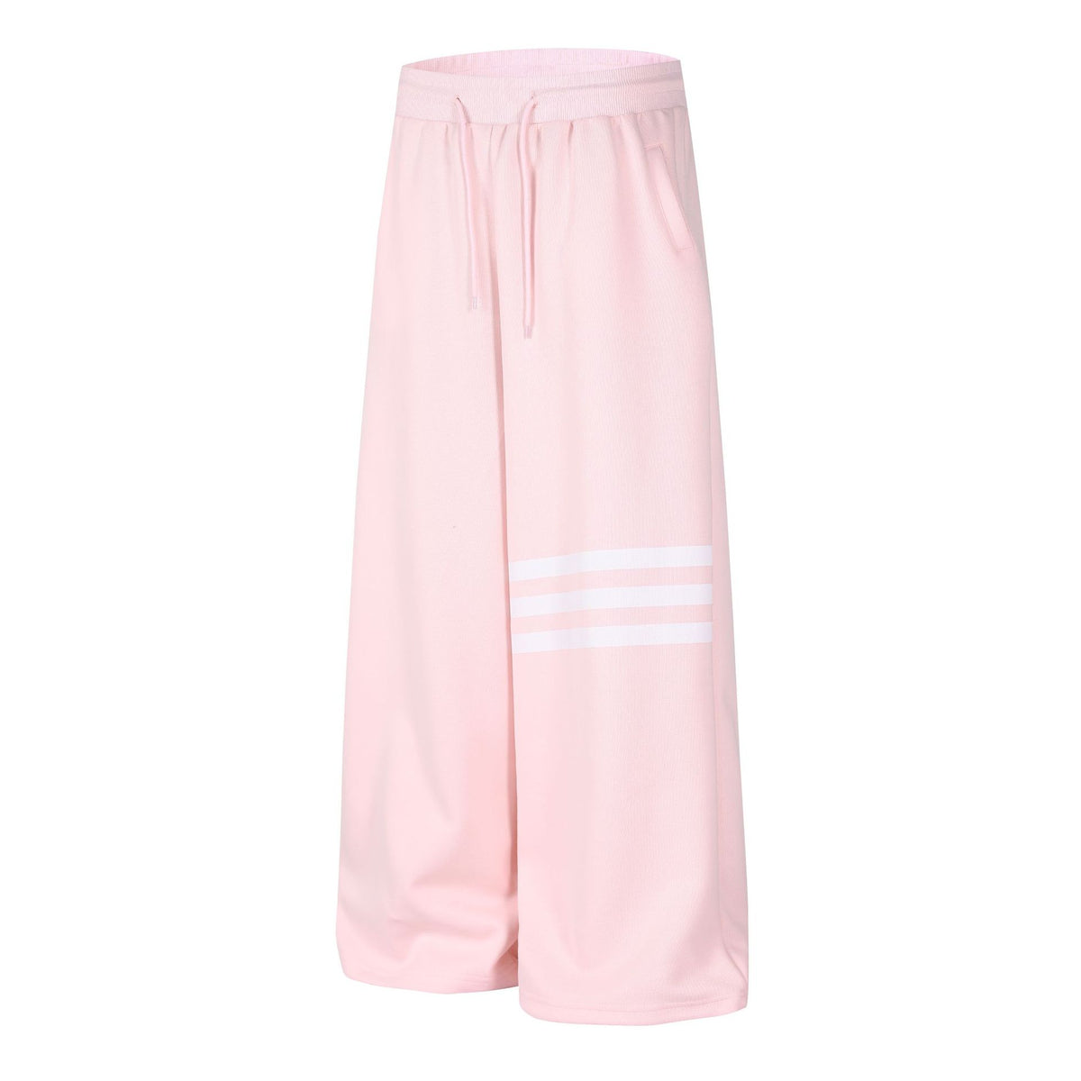 Three-Stripe Wide Leg Drawstring Sweatpants Women Casual Soft Straight Long Pants