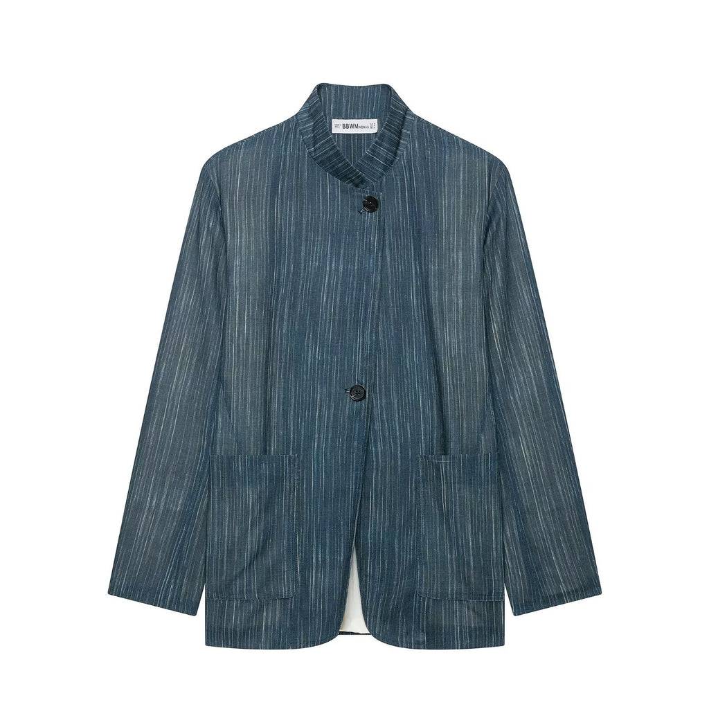Striped suit jacket+long pants suit for women