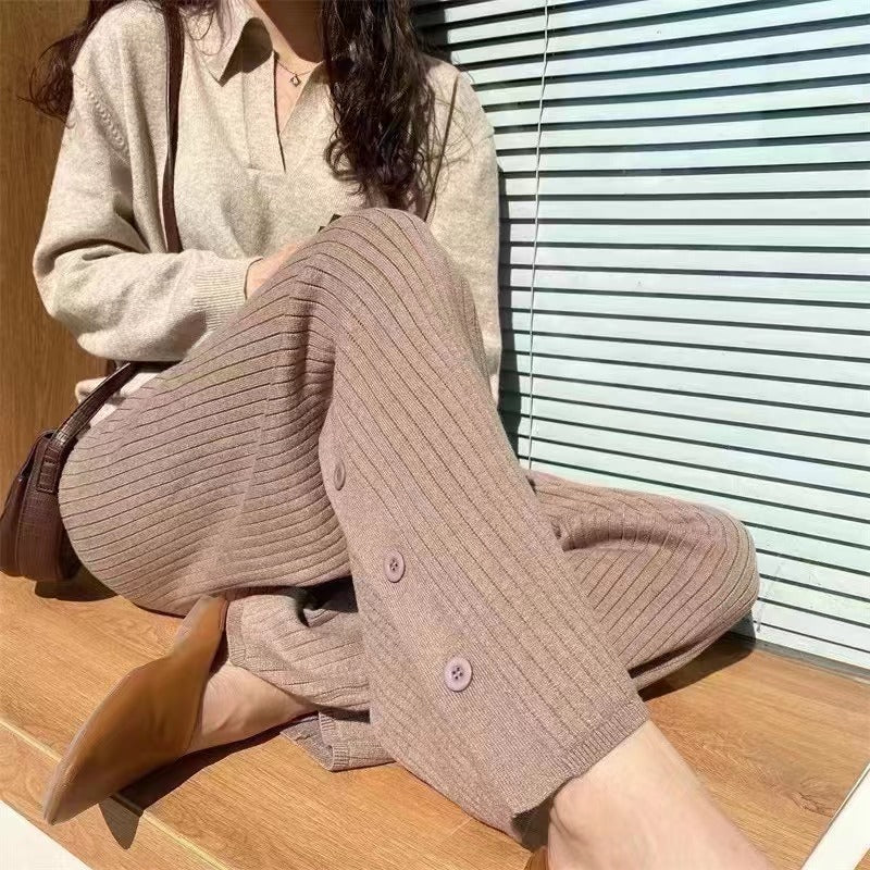 Calça Pantalona Feminina Tricô Efeito Cashmere