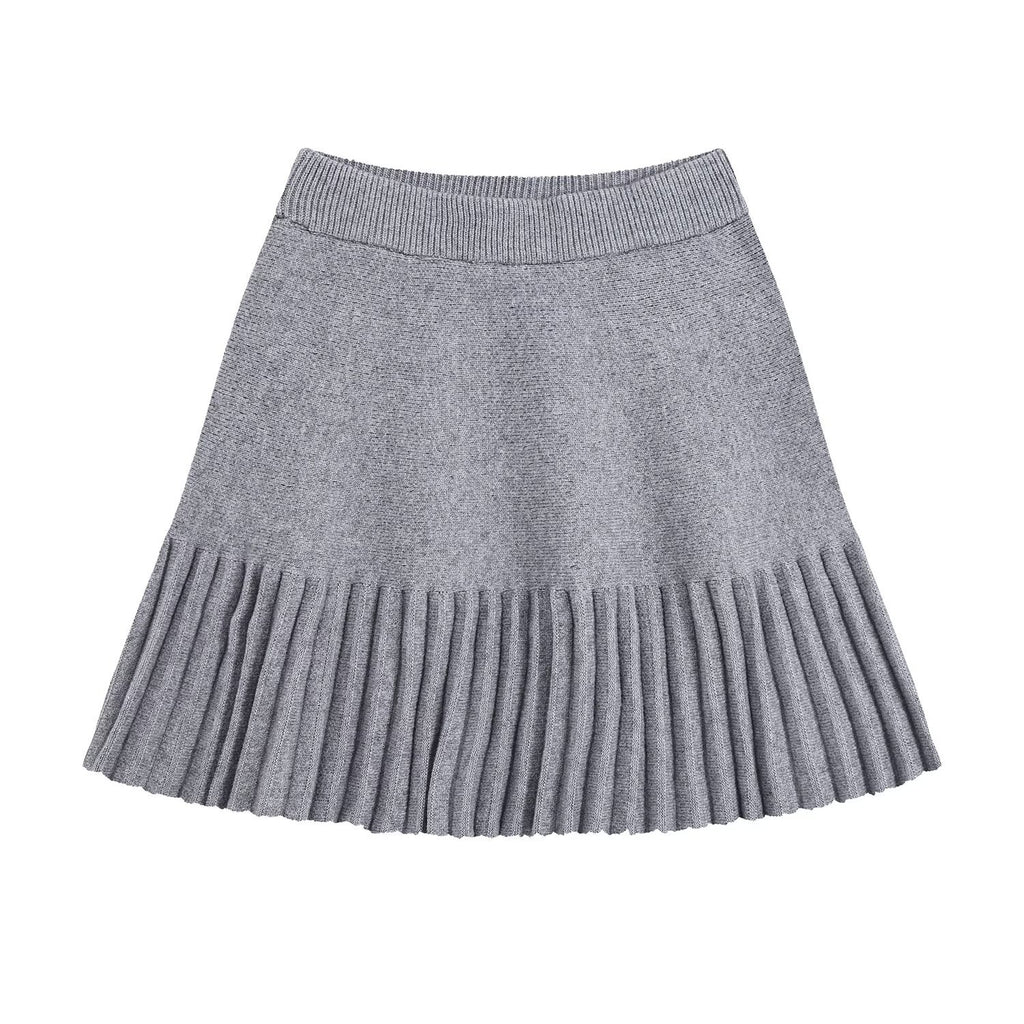 Irregular Knot Bow Tie Knitted Shirt Short Skirt Set for Women