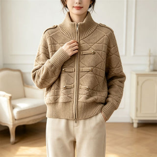 Cardigan Feminino Gola Alta com Zíper