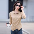 Women's polo collar long sleeved T-shirt