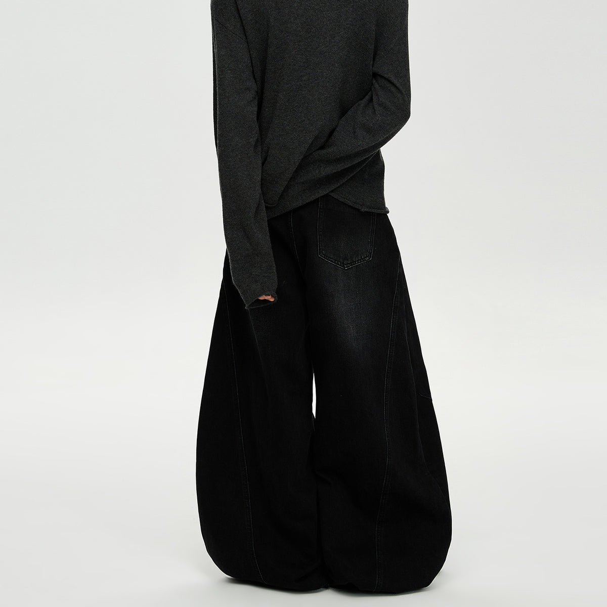 Retro Knife-Edge Washed Distressed Denim Pants Men Cleanfit Silhouette Loose Straight Leg Wide Leg Long Trousers Trendy