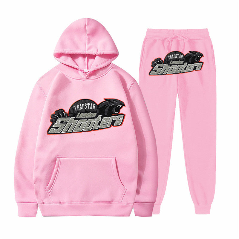 Men's Printed Loose Hooded Two-Piece Sweatshirt Set