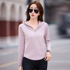 Elastic slim fit hooded women's top