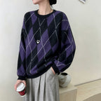 Suéter Feminino Gola Redonda Estampa Losango