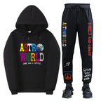 Travis Scott ASTROWORLD Hooded Sweatshirt and Sweatpants Set Casual Style