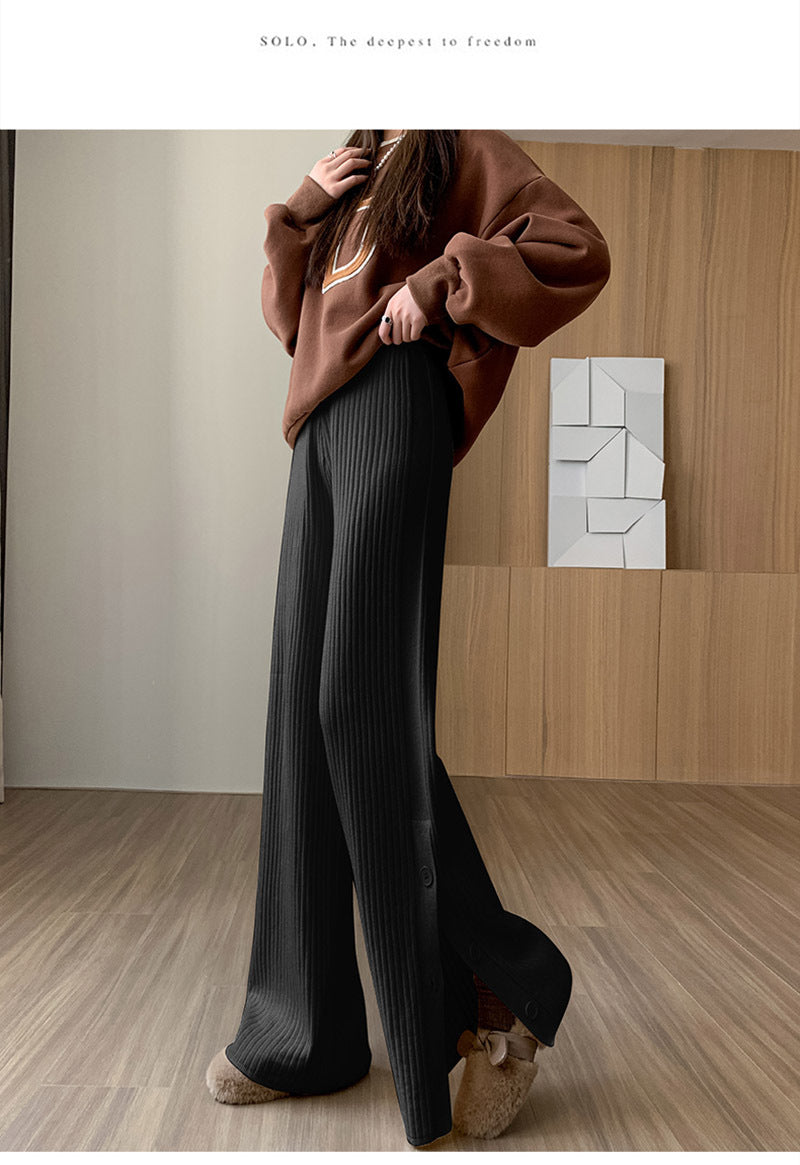 Calça Pantalona Feminina Tricô Efeito Cashmere