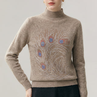 Half height round neck long sleeved sweater