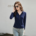 Long sleeved women's lapel T-shirt