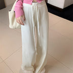 Calça Pantalona Feminina Canelada com Cordão