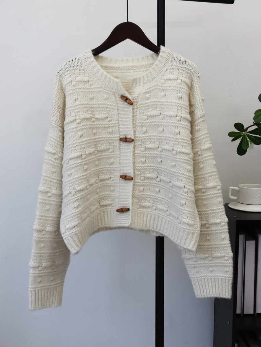 Bull horn button long sleeved sweater