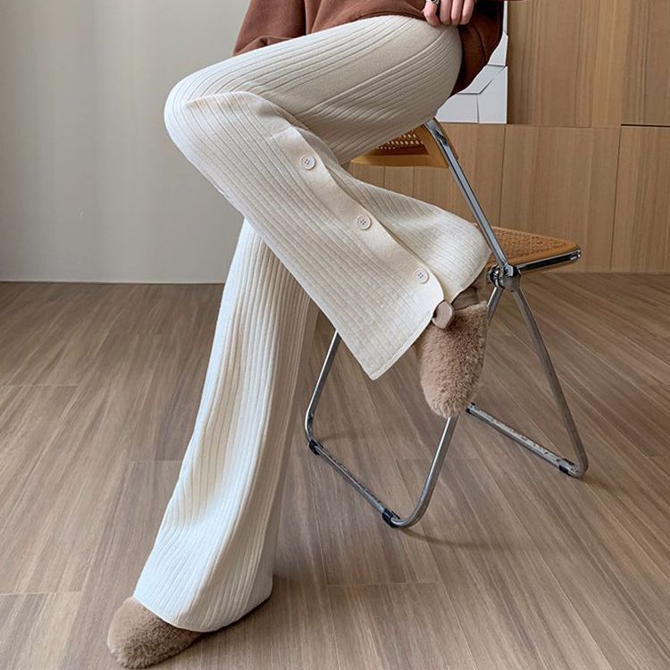 Calça Pantalona Feminina Tricô Efeito Cashmere