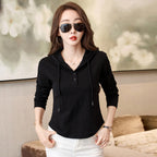 Long sleeved women's hooded T-shirt for women