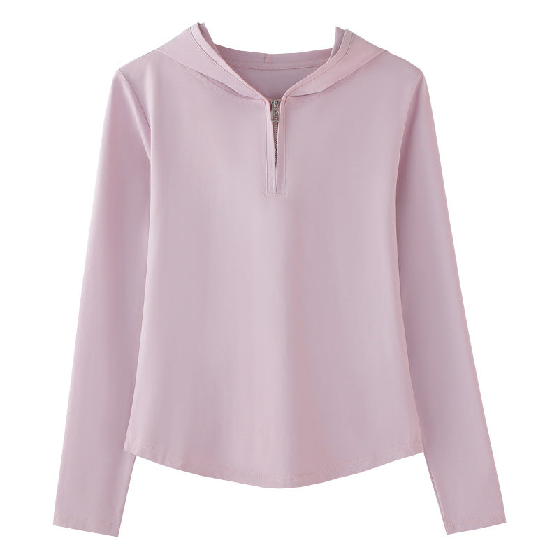 Elastic slim fit hooded women's top