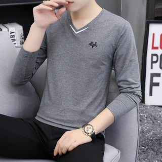 V-neck men's long sleeved T-shirt
