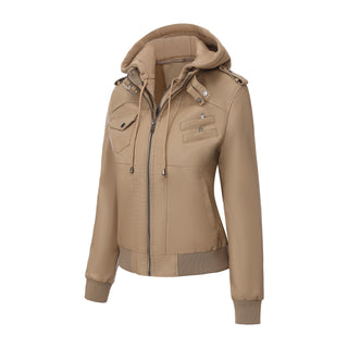 Slim Fit Stand Collar Motorcycle Outerwear