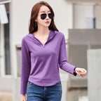 Elastic slim fit hooded women's top