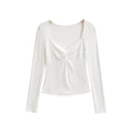 Blusa Feminina Tricô Manga Longa Decote V