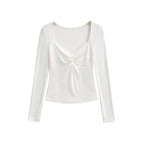 Blusa Feminina Tricô Manga Longa Decote V