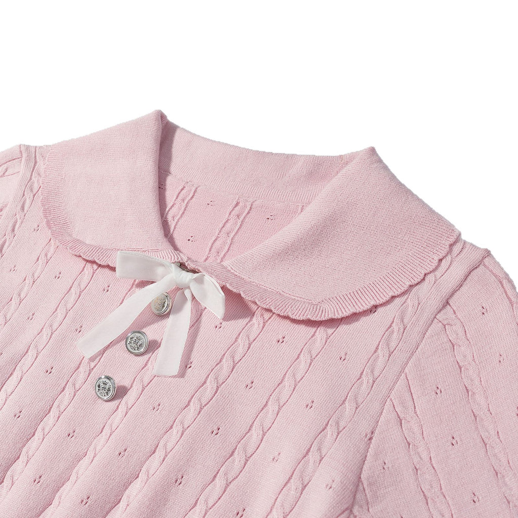 Pink Long Sleeve Knit Sweater Skirt Set for Women Autumn Winter