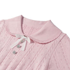 Pink Long Sleeve Knit Sweater Skirt Set for Women Autumn Winter