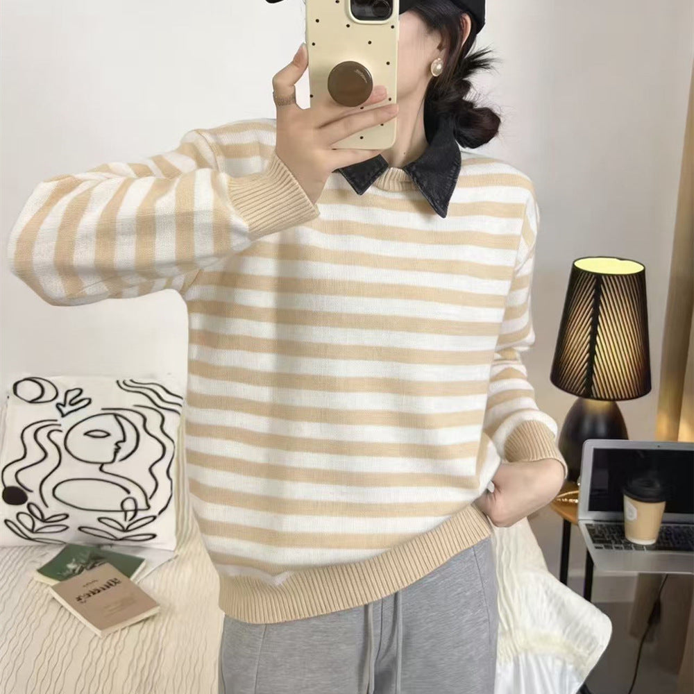 Striped collar sweater