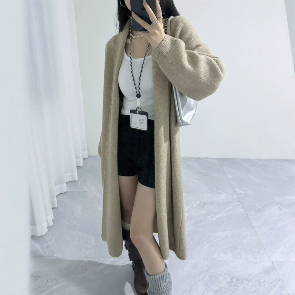 Loose solid color medium length sweater