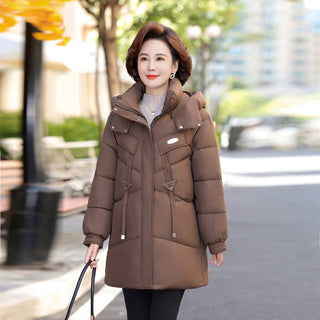 Medium to long hooded women's jacket