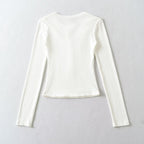 Women's Lace V-Neck Slim Fit Knit Top