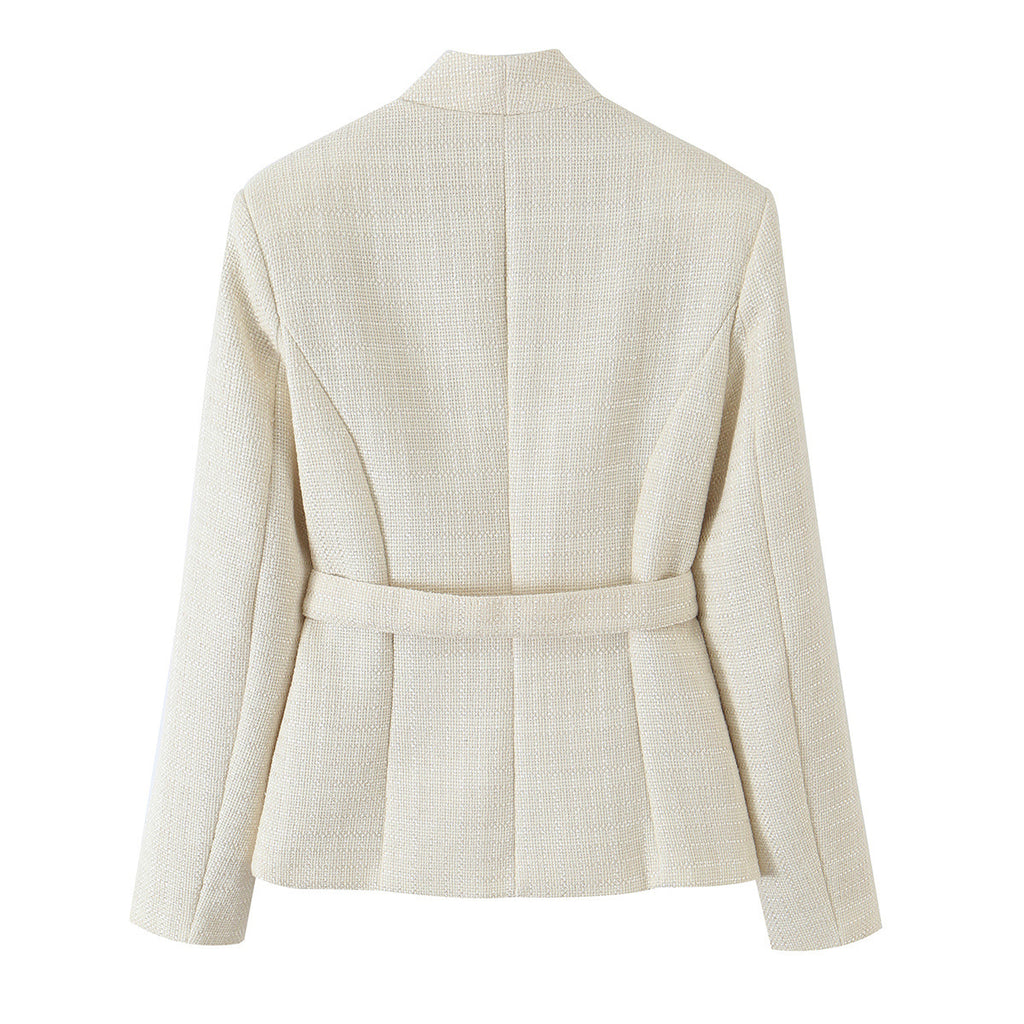 Pocket belt suit jacket+half skirt suit for women