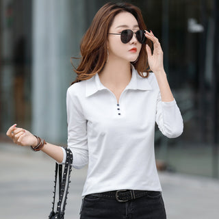 Women's collar long sleeved T-shirt