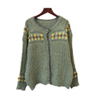 Loose round neck cardigan sweater for women