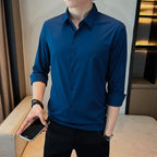 Men's Business Long Sleeve Solid Collar Shirt