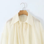 Women's Relaxed Vintage Striped Long Sleeve Wrap Blouse and Designer Midi Skirt Two Piece Set