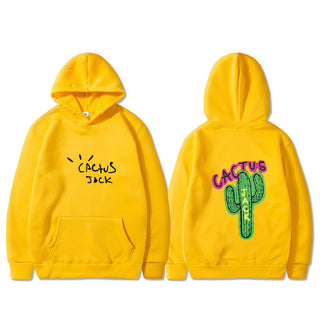Western Hip Hop Style Cactus Graphic Long Sleeve Hooded Unisex Sweatshirt