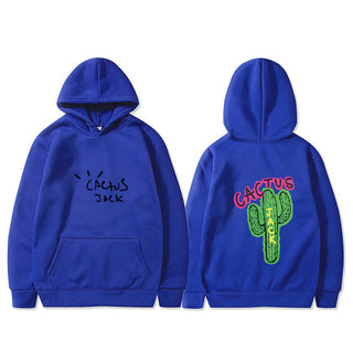 Western Hip Hop Style Cactus Graphic Long Sleeve Hooded Unisex Sweatshirt