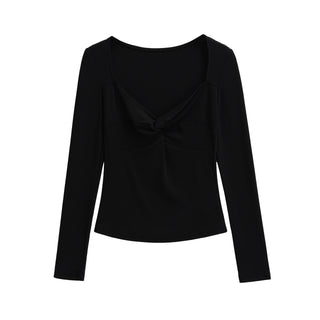 Blusa Feminina Tricô Manga Longa Decote V