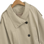 Women's Premium Short Stand Collar Trench Coat, Khaki Waist-Cinching Cropped Jacket for Petite