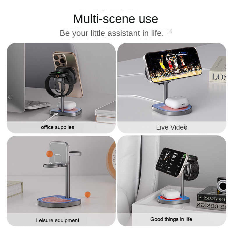 Carregador Sem Fio 3-em-1 KUXIU X85 Basquete para Apple — iPhone, Watch e AirPods
