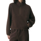 Solid Color Plush Casual Women's Sweatshirt
