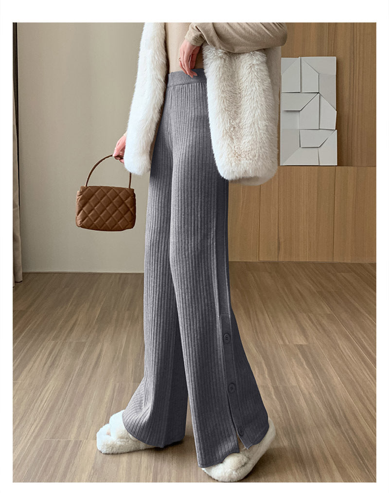 Calça Pantalona Feminina Tricô Efeito Cashmere
