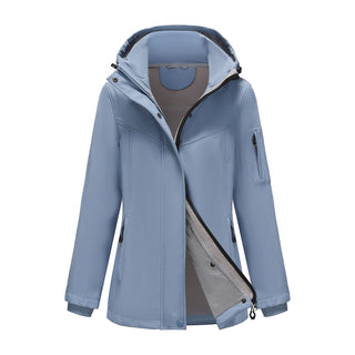 Detachable hat with multiple pockets and fleece jacket for women