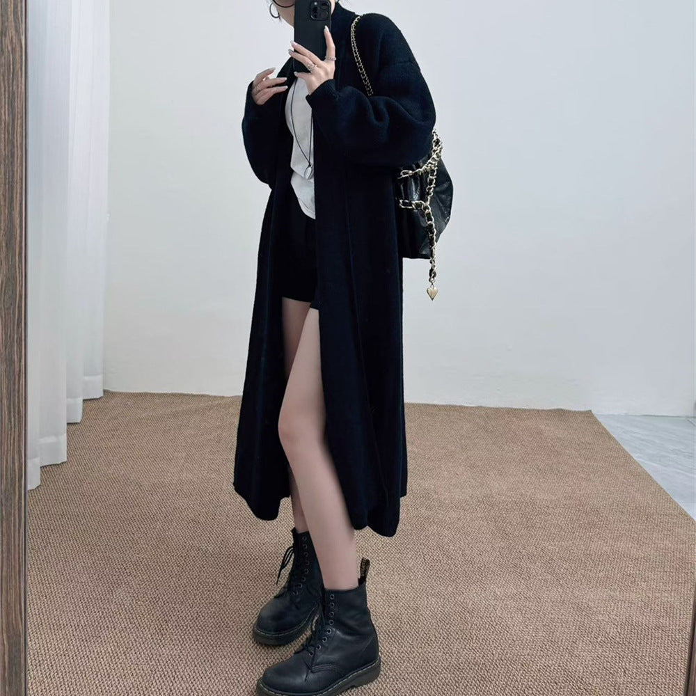 Loose solid color medium length sweater