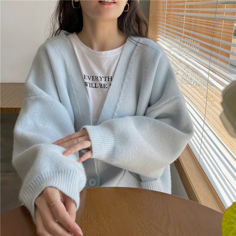 Cardigan Feminino Tricô Gola V Solto