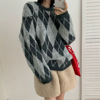 Lingge contrasting sweater pullover for women