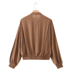 Camisa Feminina Textura Amarrotada Gola Redonda